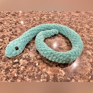 Hand Crafted Crocheted Teal Snake Plush Toy